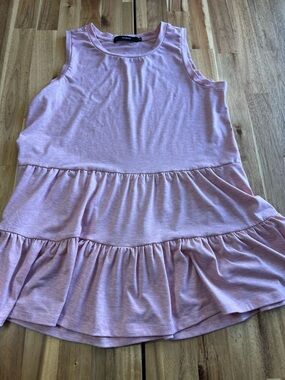 Haeof Pink Babydoll Tank Top Womens Medium Tiered Flowy Casual